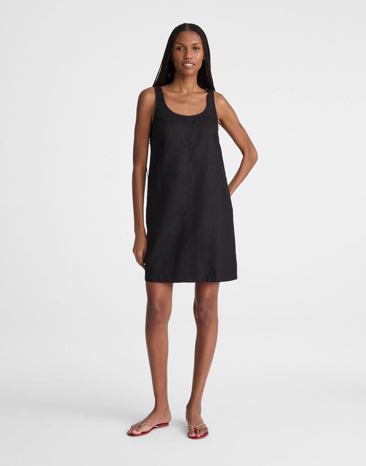 Scoopneck Mini Shift Dress in 100% Linen