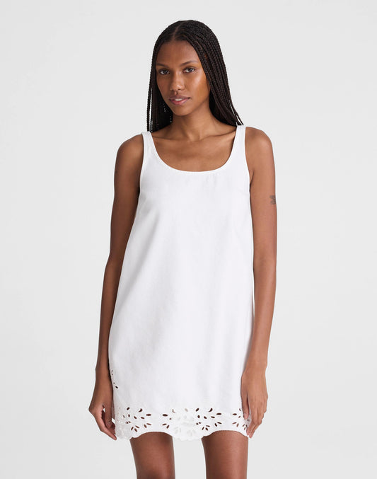 Denim Eyelet Mini Shift Dress