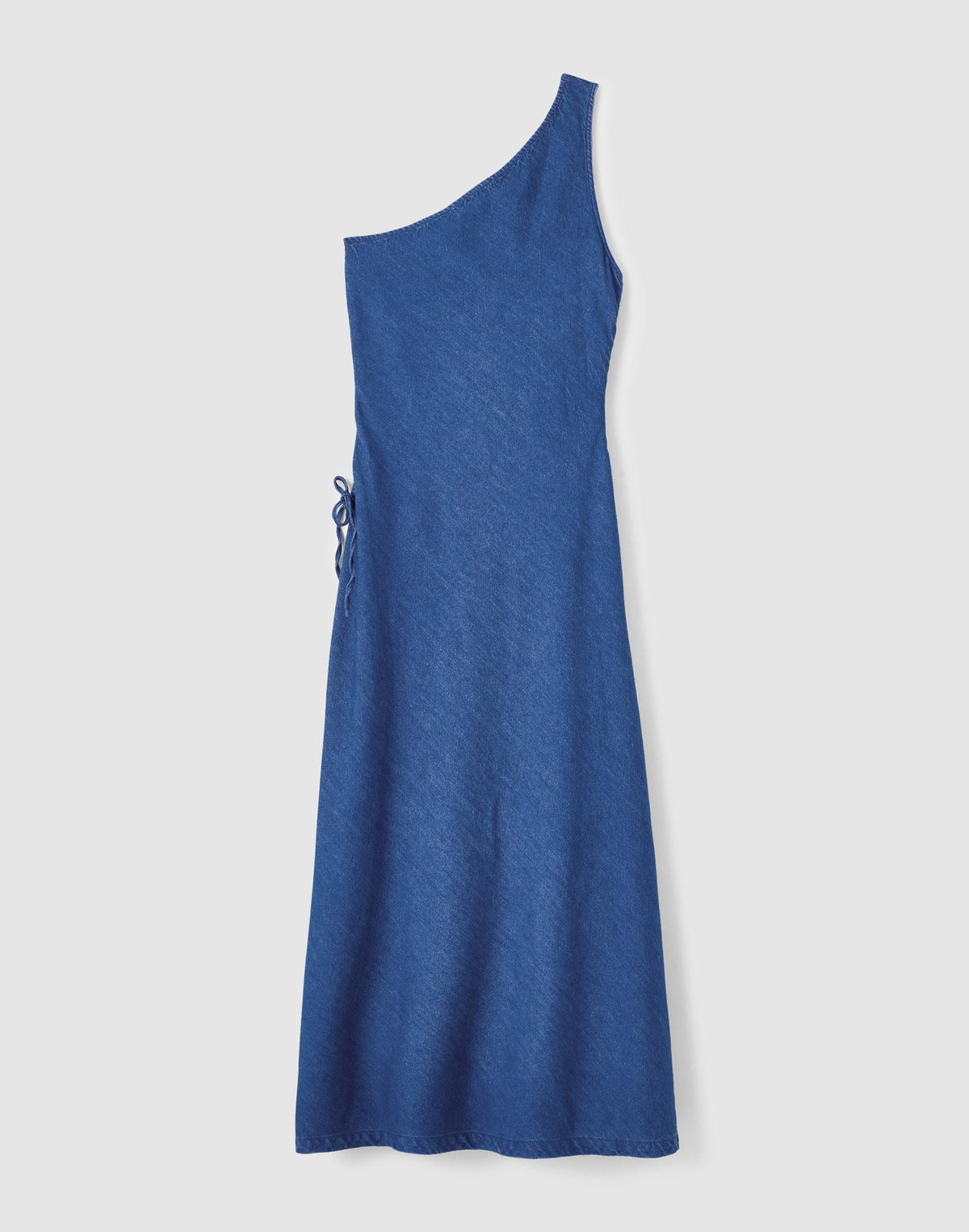 Denim One-Shoulder Maxi Dress