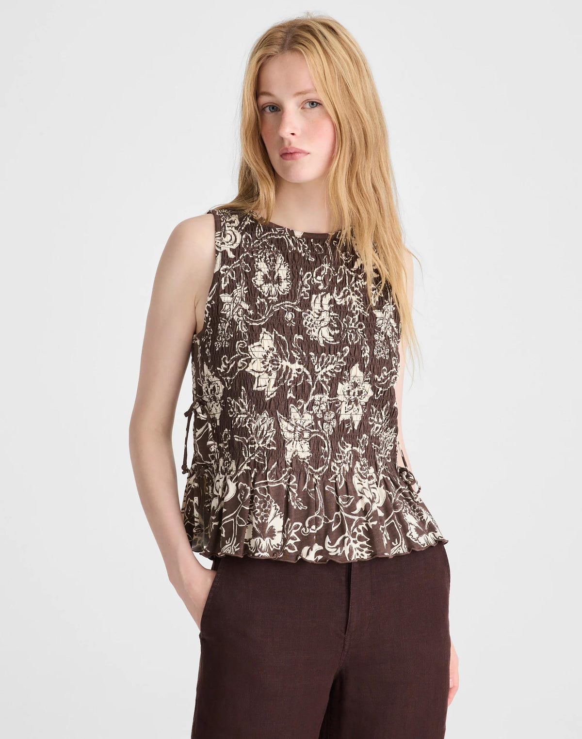 Side-Tie Smocked Tank