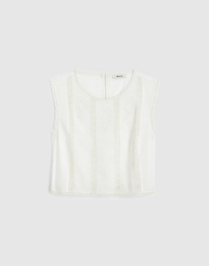 Embroidered Lace-Insert Top