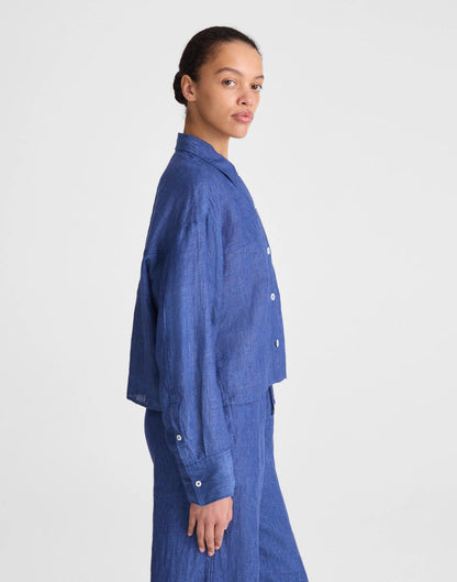 Straight-Hem Shirt in 100% Linen