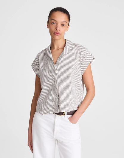 Notch-Collar Popover Shirt