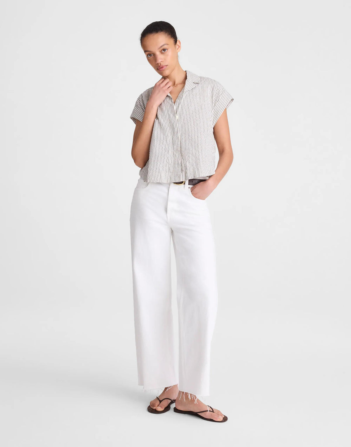 Notch-Collar Popover Shirt