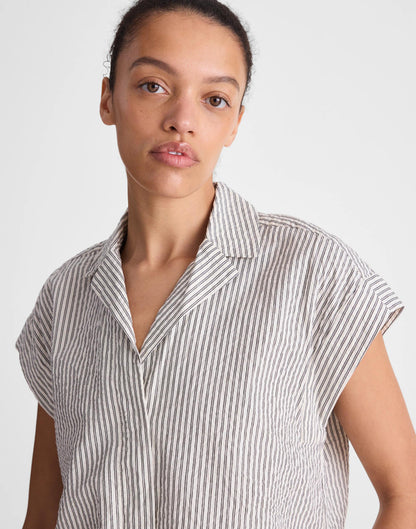 Notch-Collar Popover Shirt