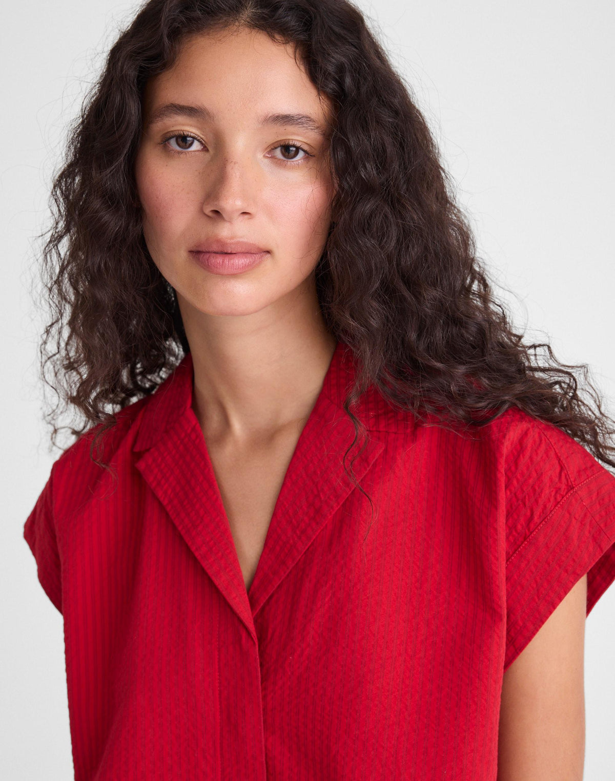 Notch-Collar Popover Shirt