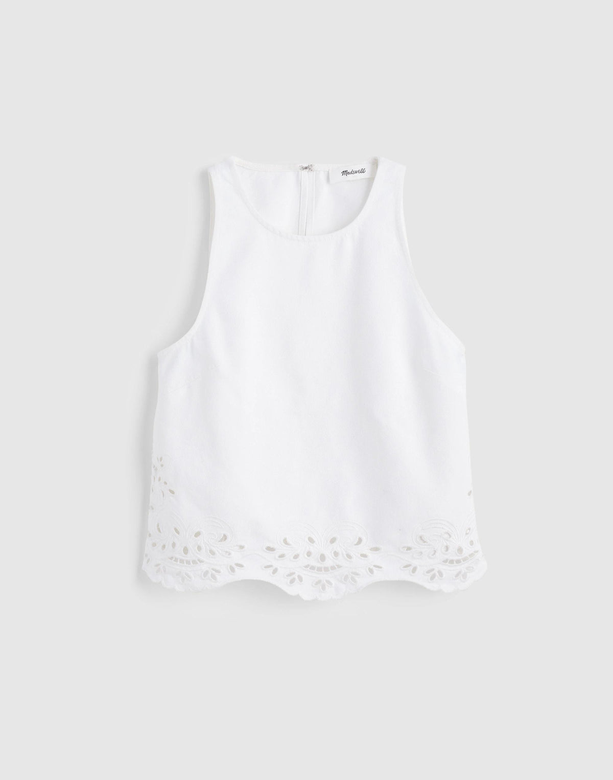 Denim Eyelet Shell Top in Tile White