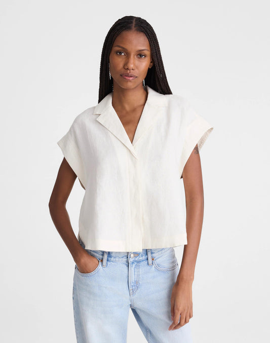 Notch-Collar Popover Shirt