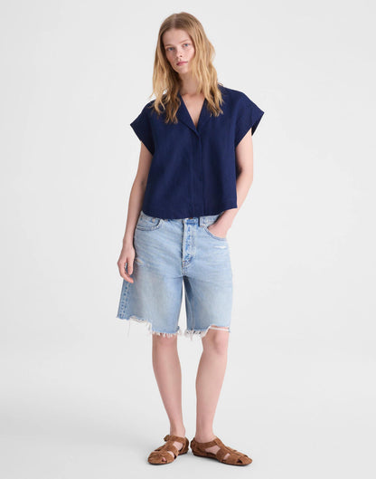 Notch-Collar Popover Shirt