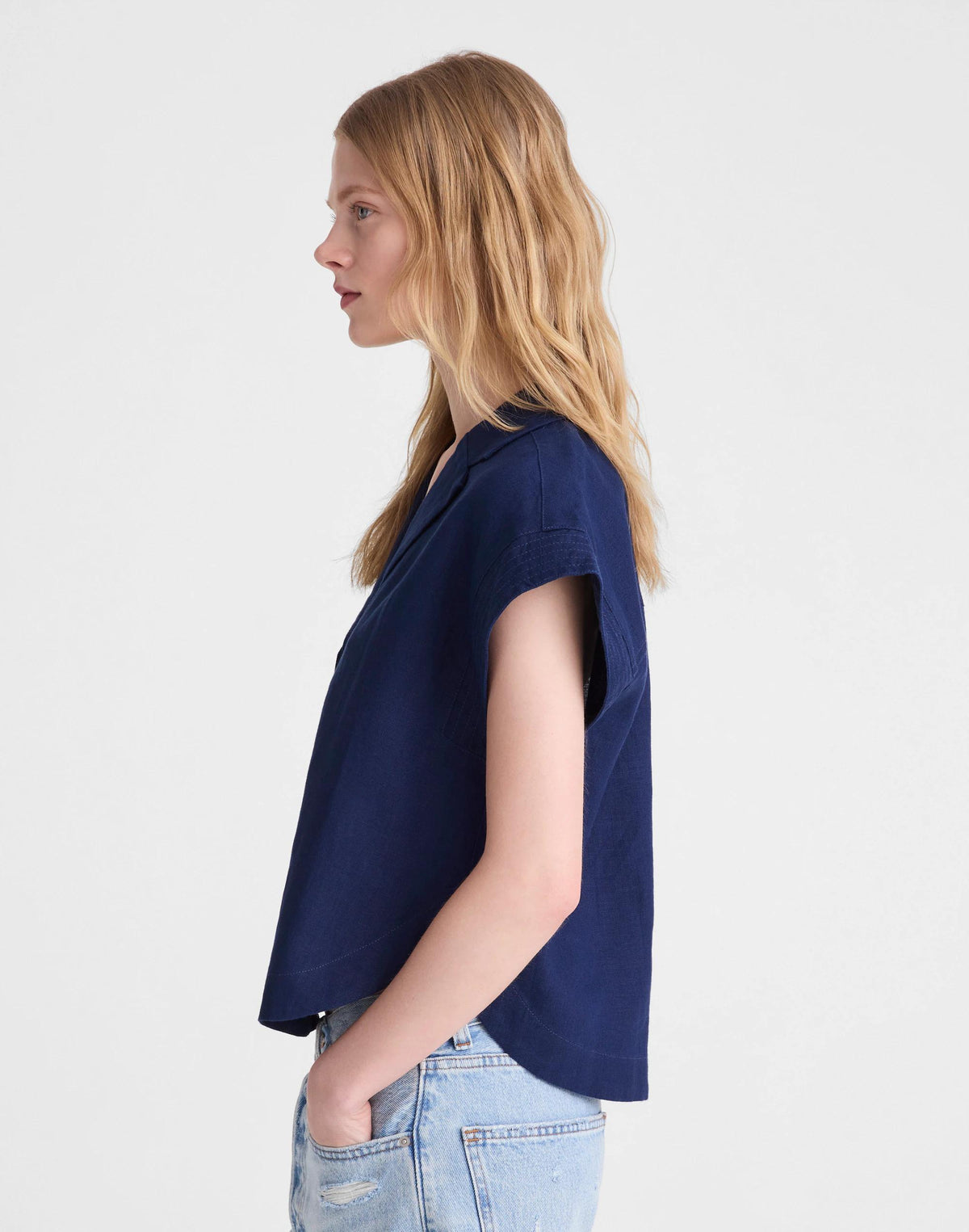 Notch-Collar Popover Shirt