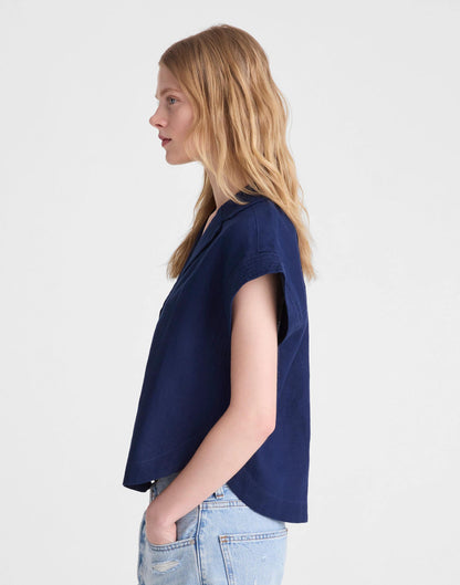 Notch-Collar Popover Shirt