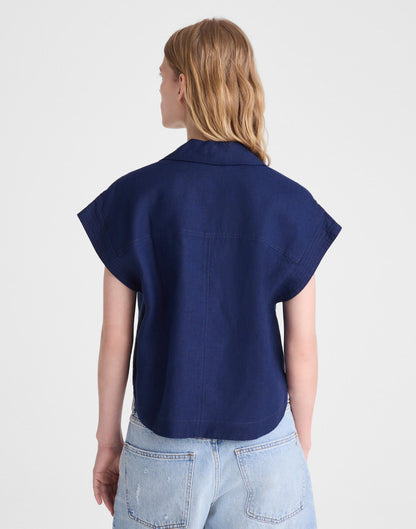 Notch-Collar Popover Shirt
