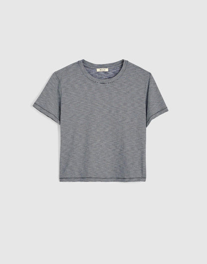 The Easy Crop Crewneck Tee in Soft Slub