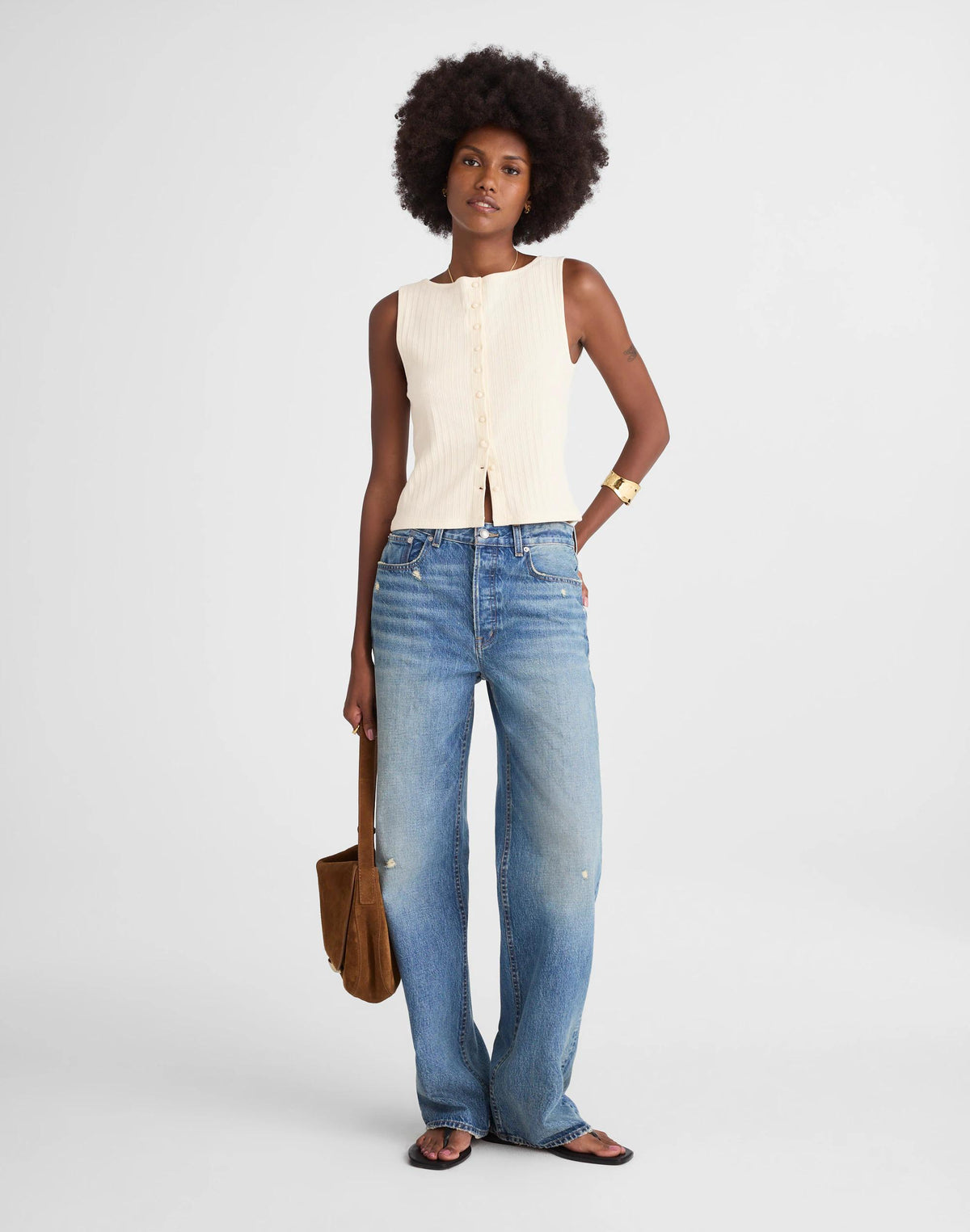 Ribbed Crewneck Shell Top