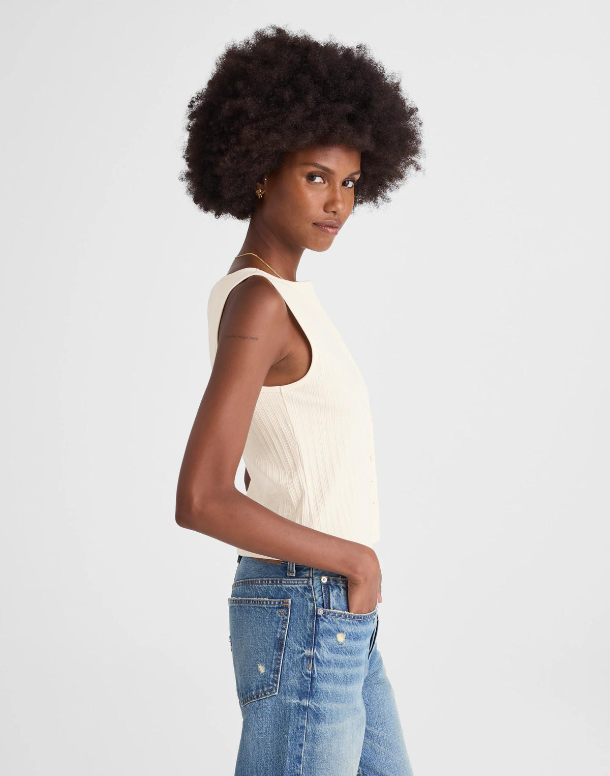Ribbed Crewneck Shell Top