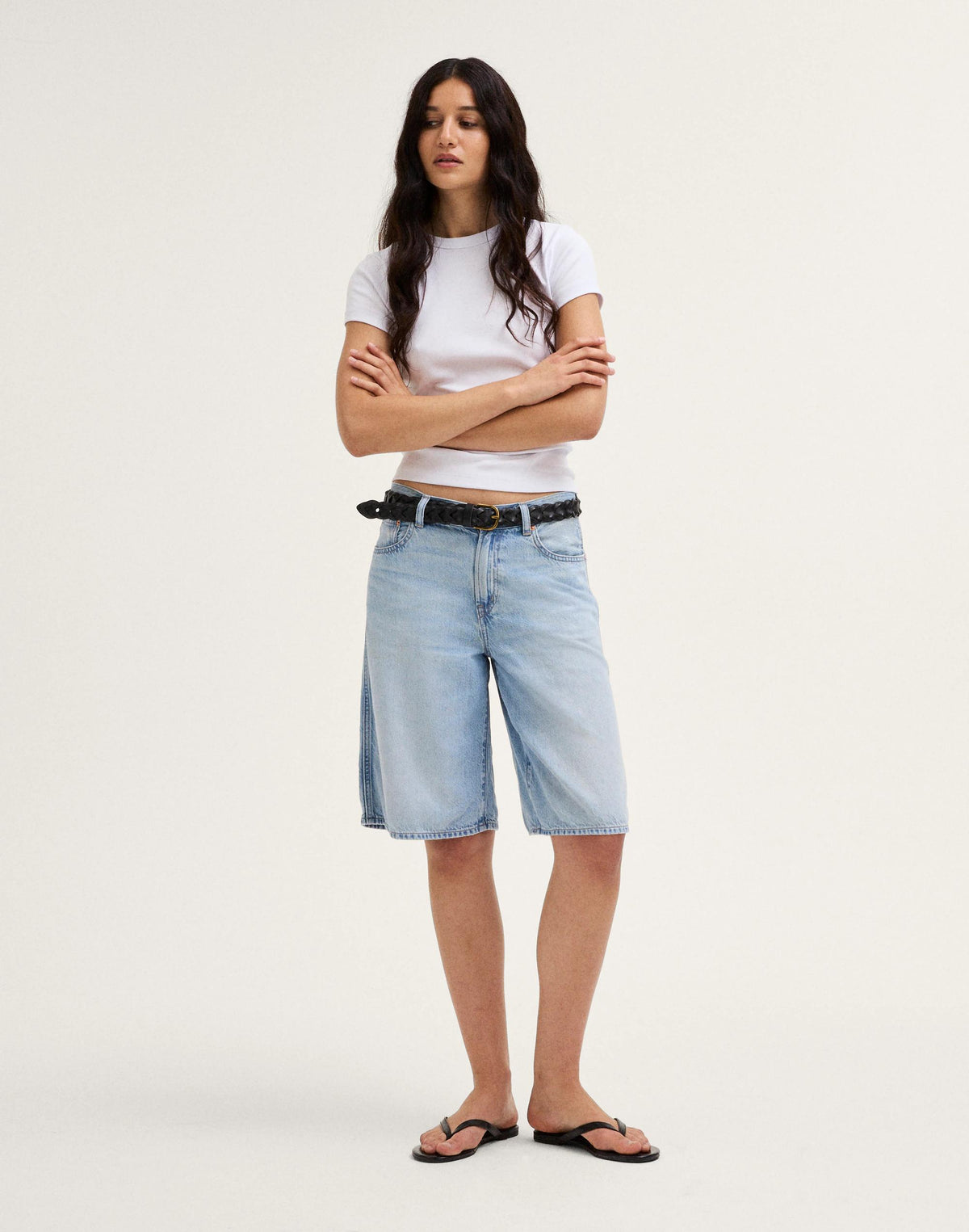 The V-Waist Bermuda Short in Airy Denim