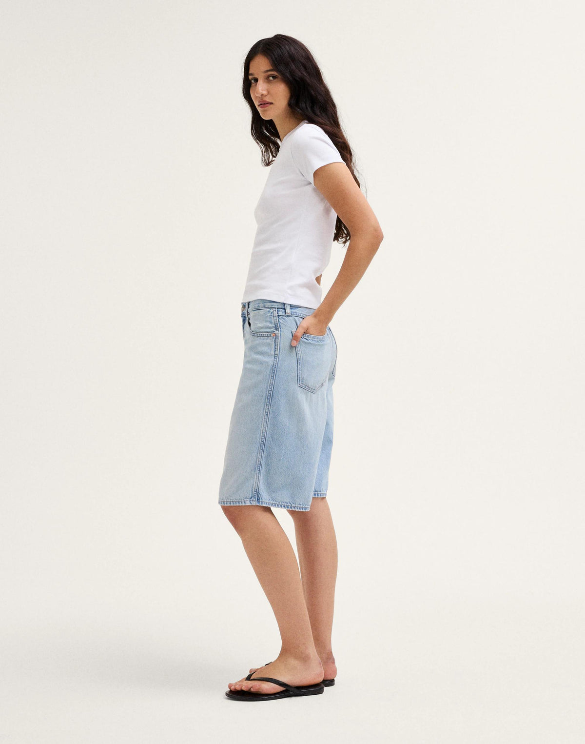 The V-Waist Bermuda Short in Airy Denim