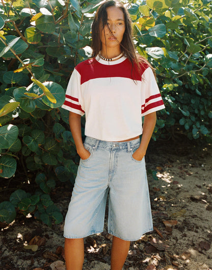 The V-Waist Bermuda Short in Airy Denim