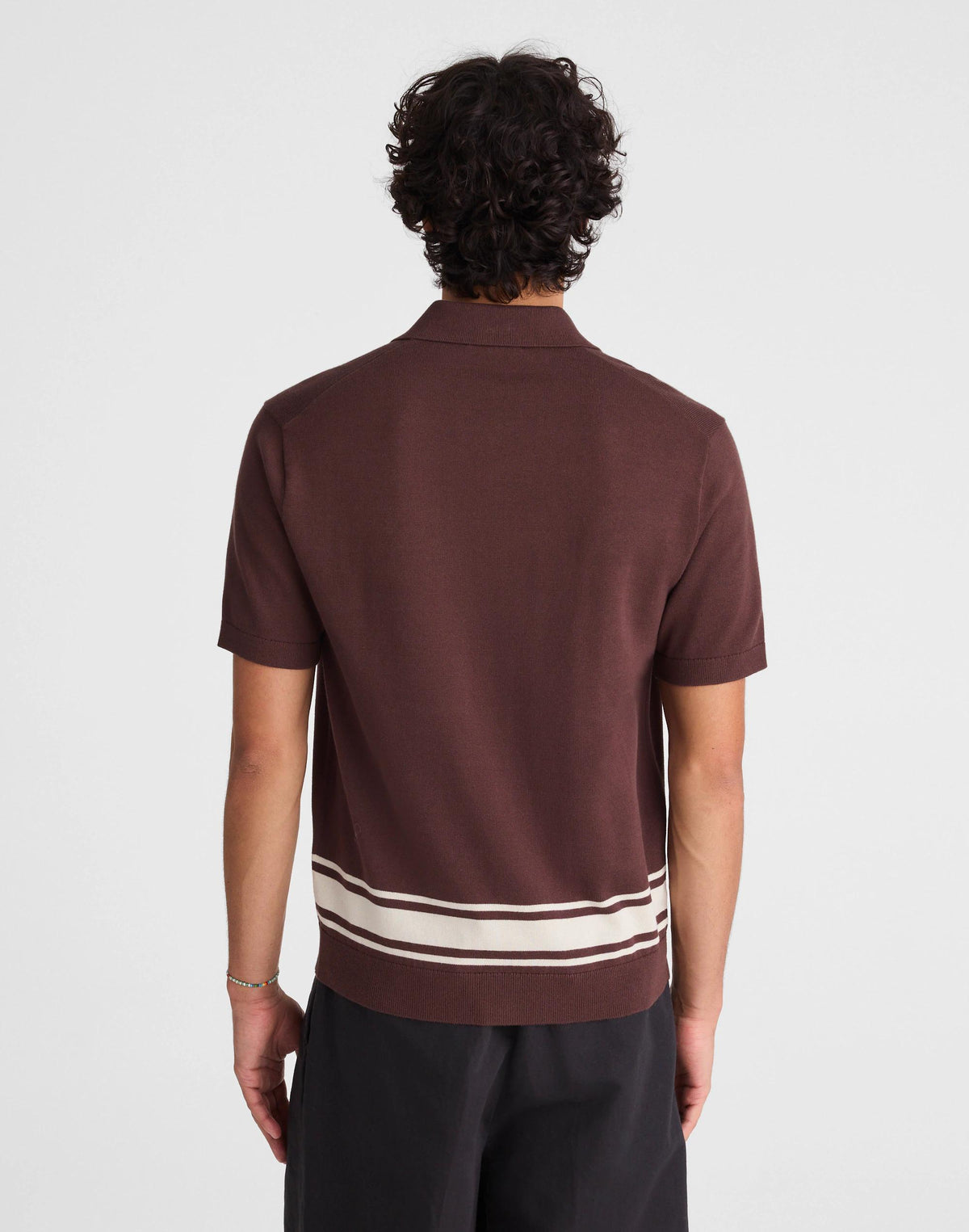 Knit Button-Up Shirt in Border Stripe
