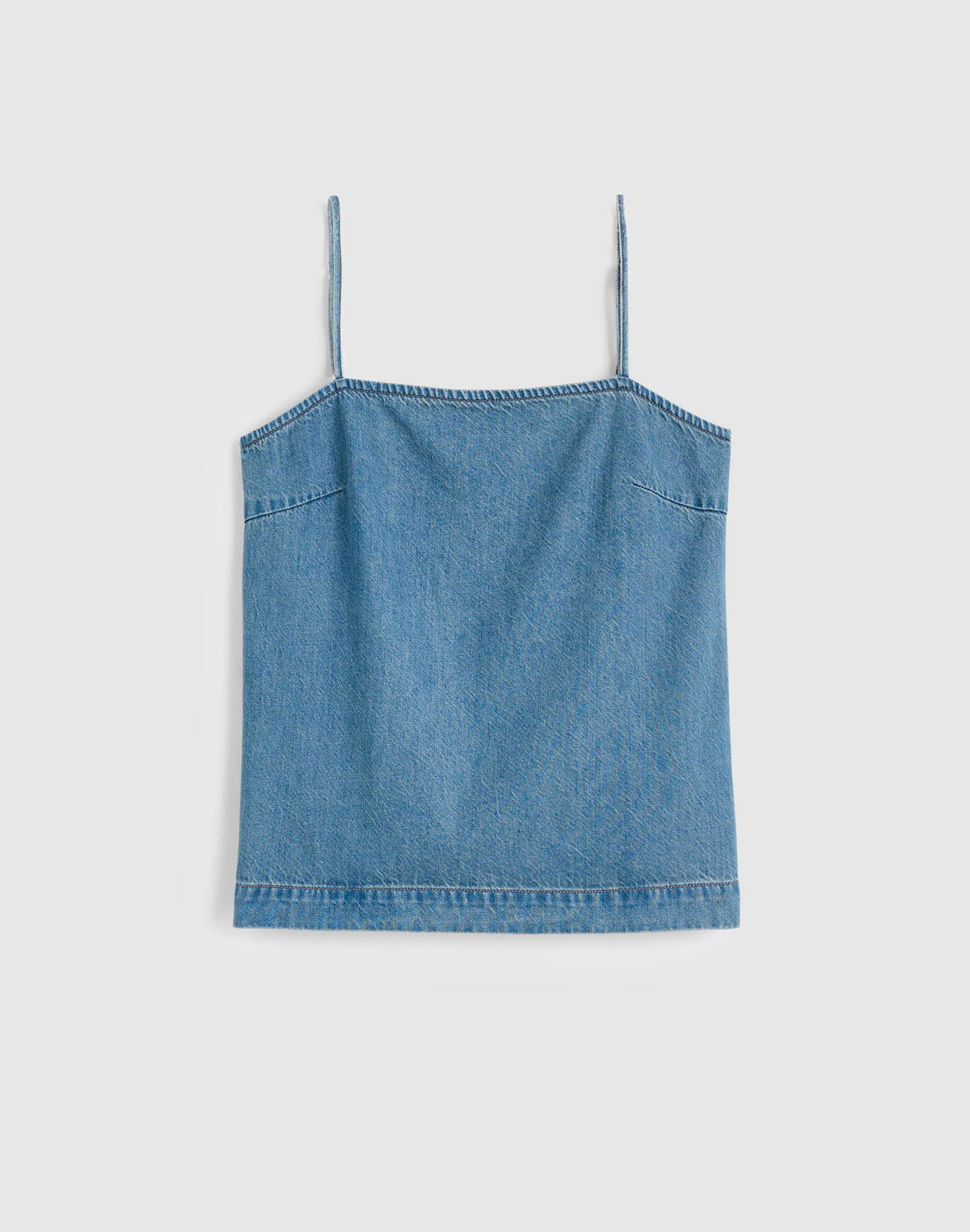 Airy Denim Squareneck Shell Top