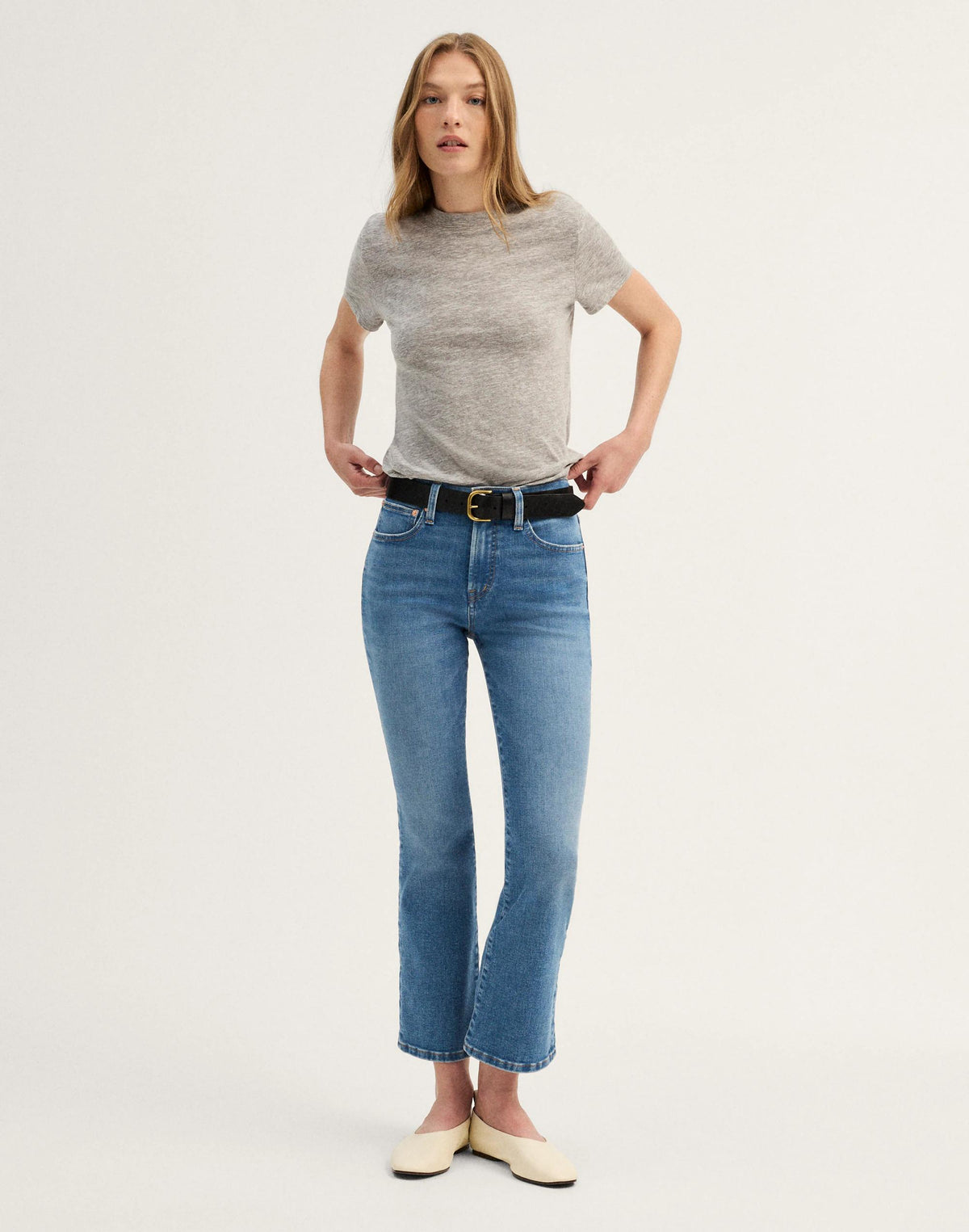 The Flare Crop Jean in Super Stretch Denim