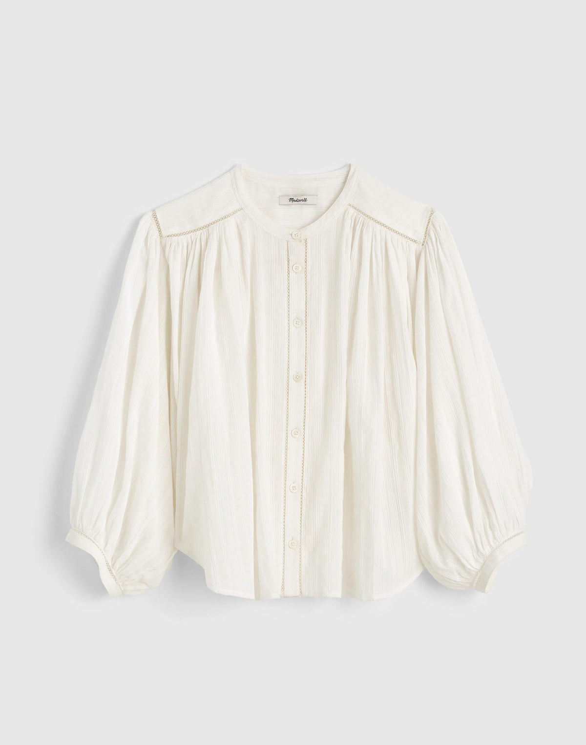 Shirred Button-Up Blouse