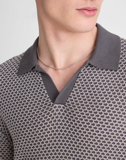 Johnny-Collar Sweater Polo