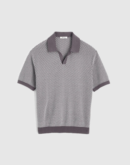 Johnny-Collar Sweater Polo