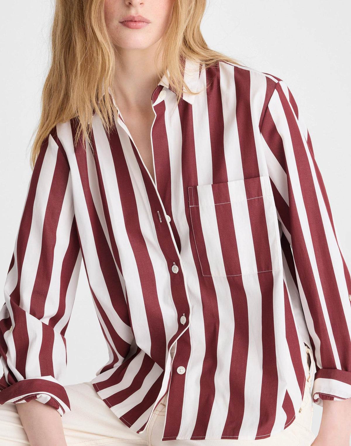 The Signature Y-Neck Shirt in Poplin