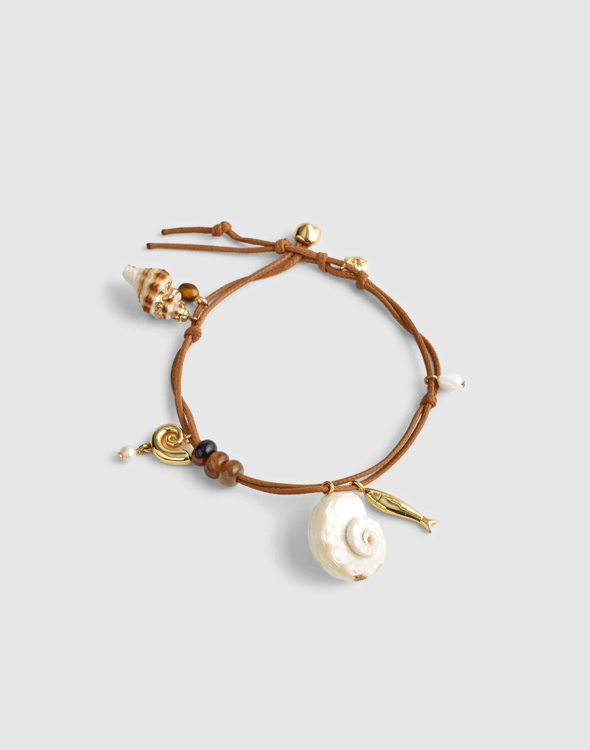Semiprecious Leather Charm Anklet