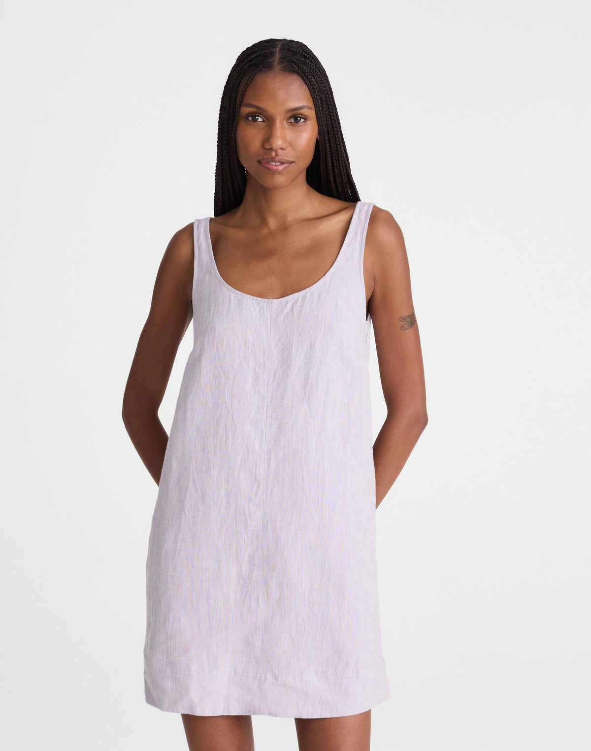 Scoopneck Mini Shift Dress in 100% Linen
