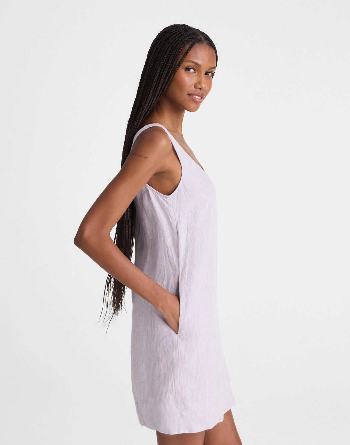 Scoopneck Mini Shift Dress in 100% Linen