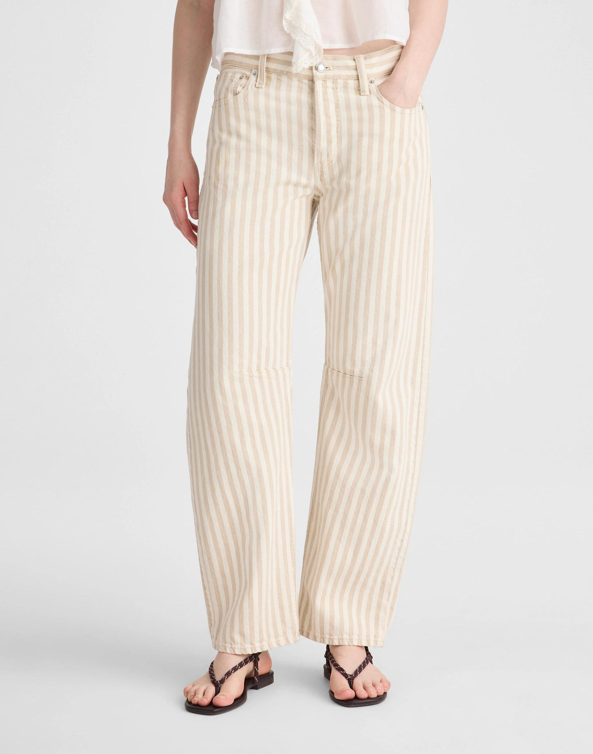 The Darted Barrel-Leg Jean in Airy Denim