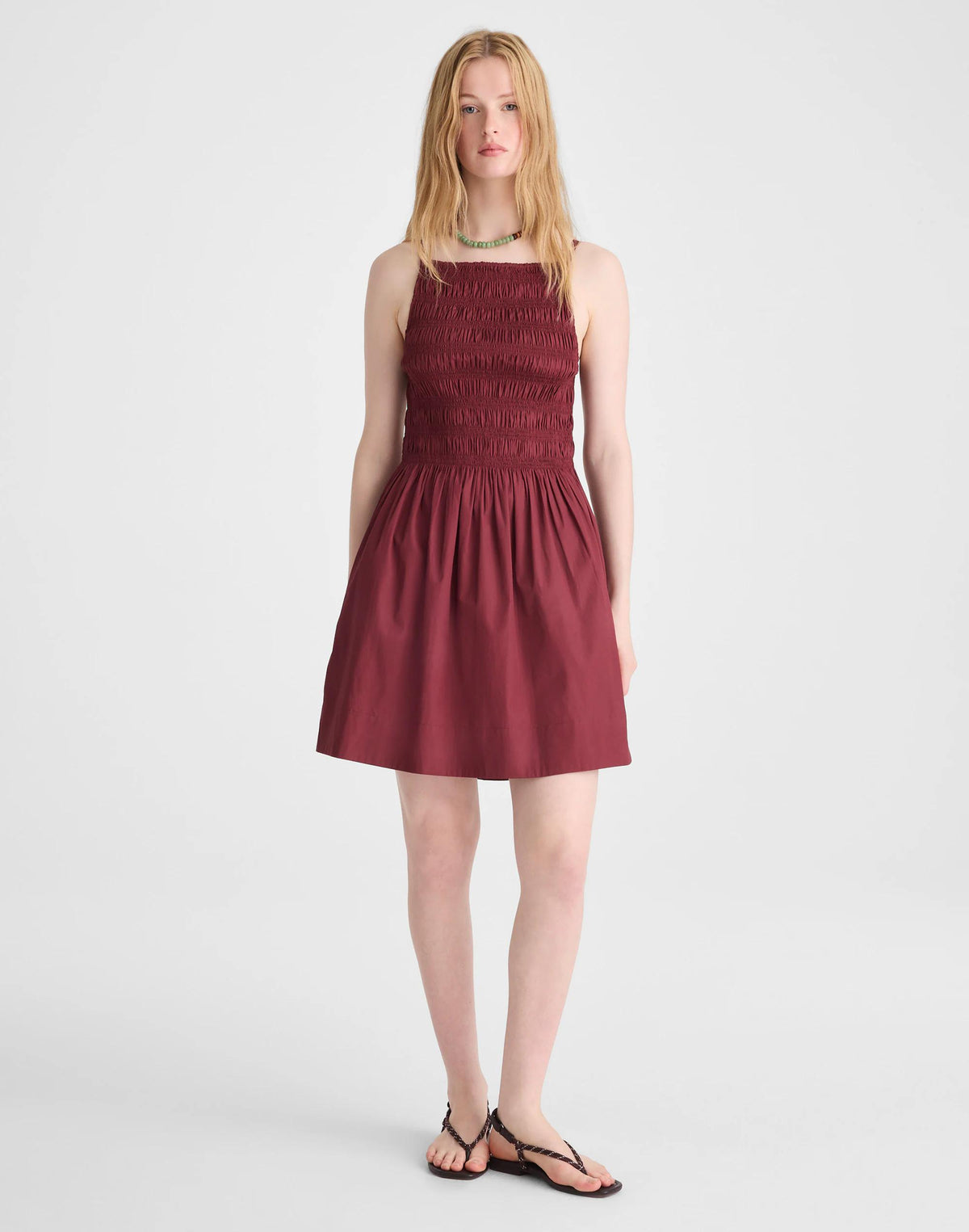 Smocked High-Neck Mini Dress