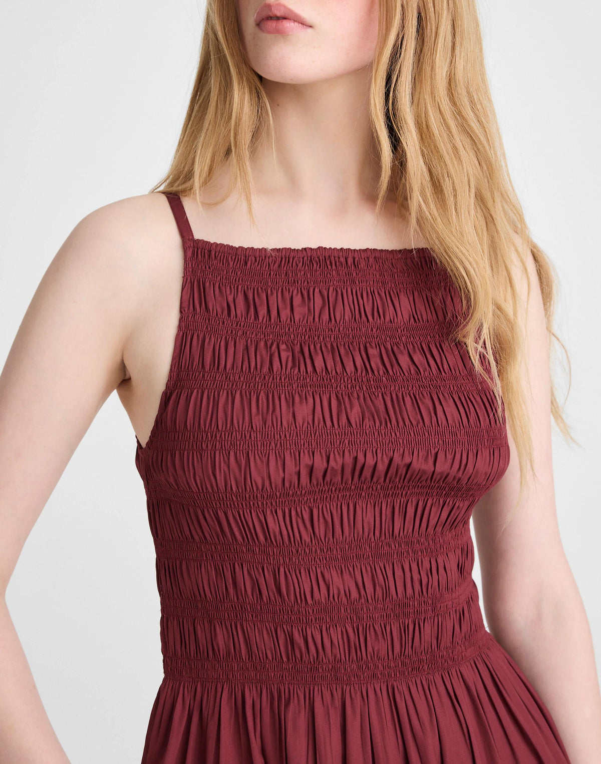 Smocked High-Neck Mini Dress