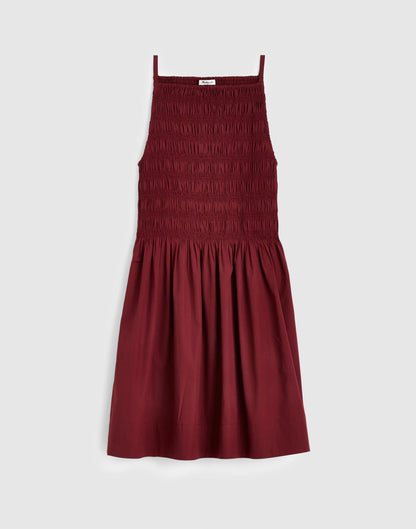 Smocked High-Neck Mini Dress