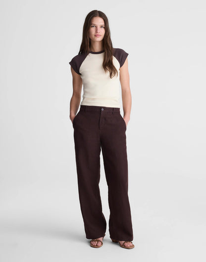 The Zoe Relaxed Straight Pant in 100% Linen