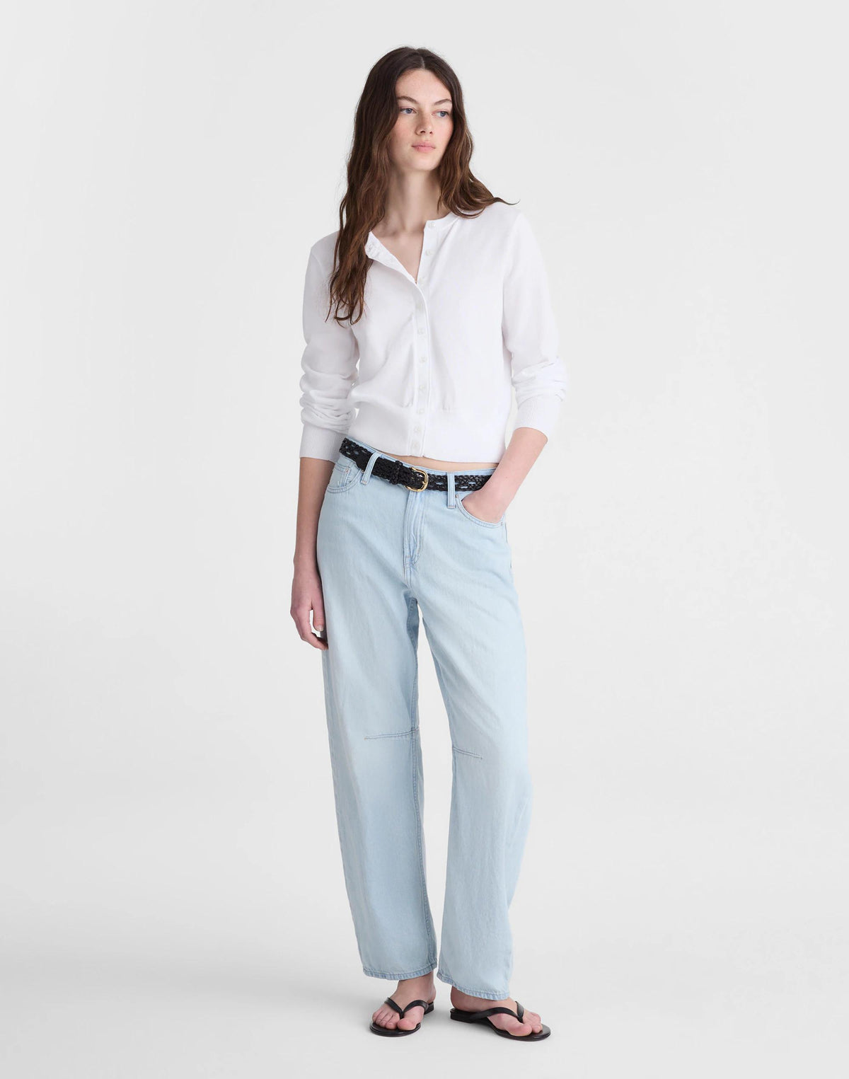 Button-Front Cardigan in 100% Cotton