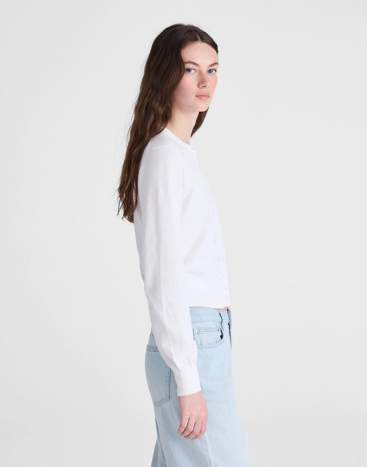 Button-Front Cardigan in 100% Cotton