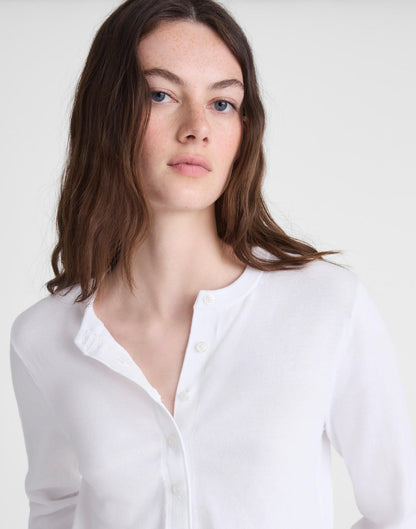 Button-Front Cardigan in 100% Cotton