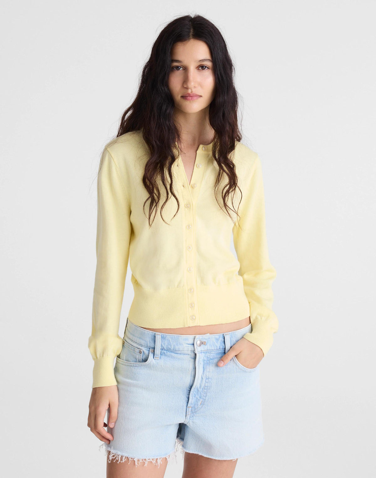 Button-Front Cardigan in 100% Cotton