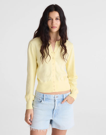 Button-Front Cardigan in 100% Cotton
