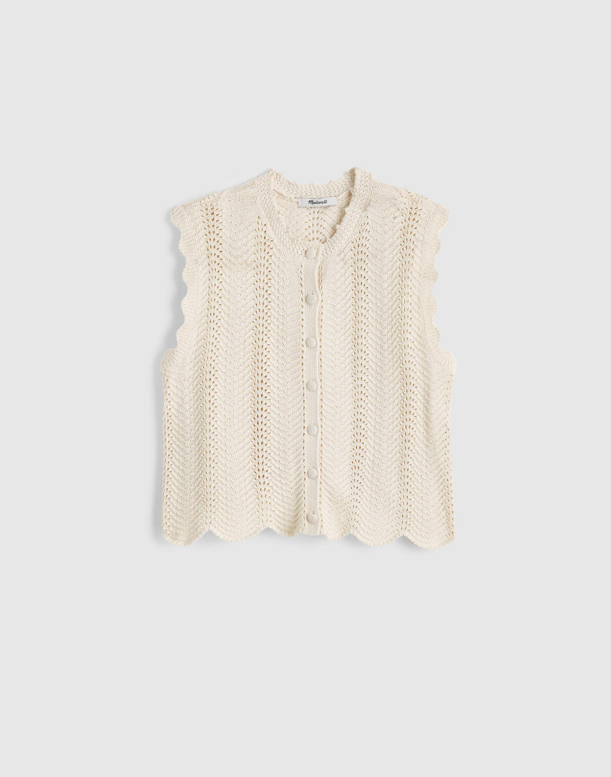 Wavy-Knit Button-Front Shell Top