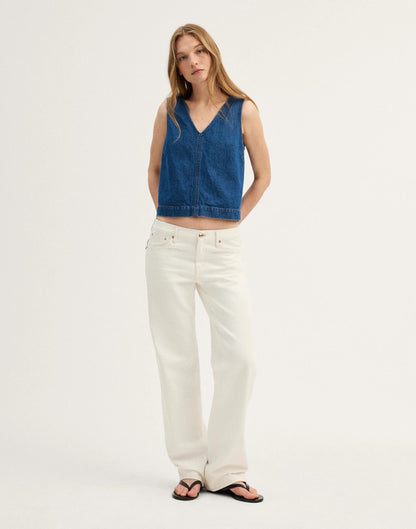 Denim V-Neck Shell Top