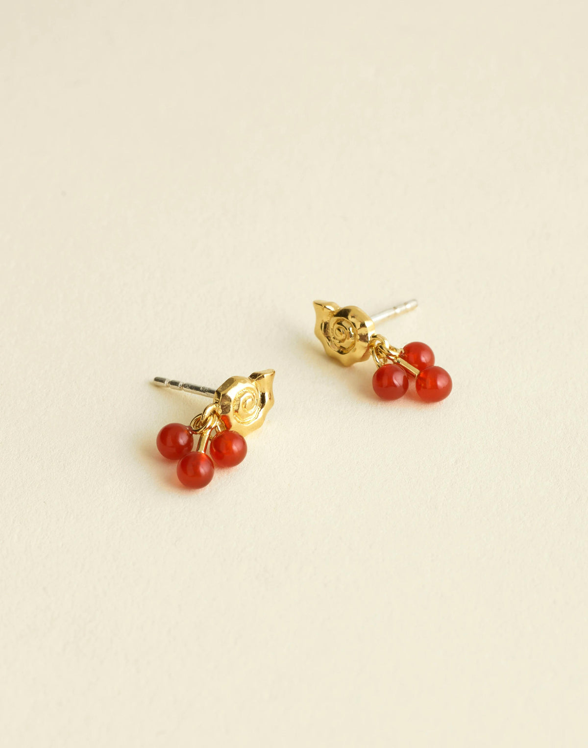 Demi-Fine Beaded Cluster Shell Stud Earrings