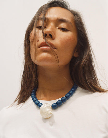 Shell Oversized Beaded Choker Necklace