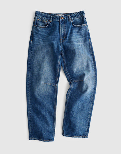 Circular Darted Barrel-Leg Jean