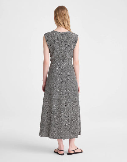 Ruched Flutter-Sleeve Midi Dress