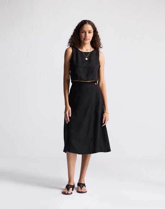 Reistor® Overlap Midi Skirt in 100% Black Hemp