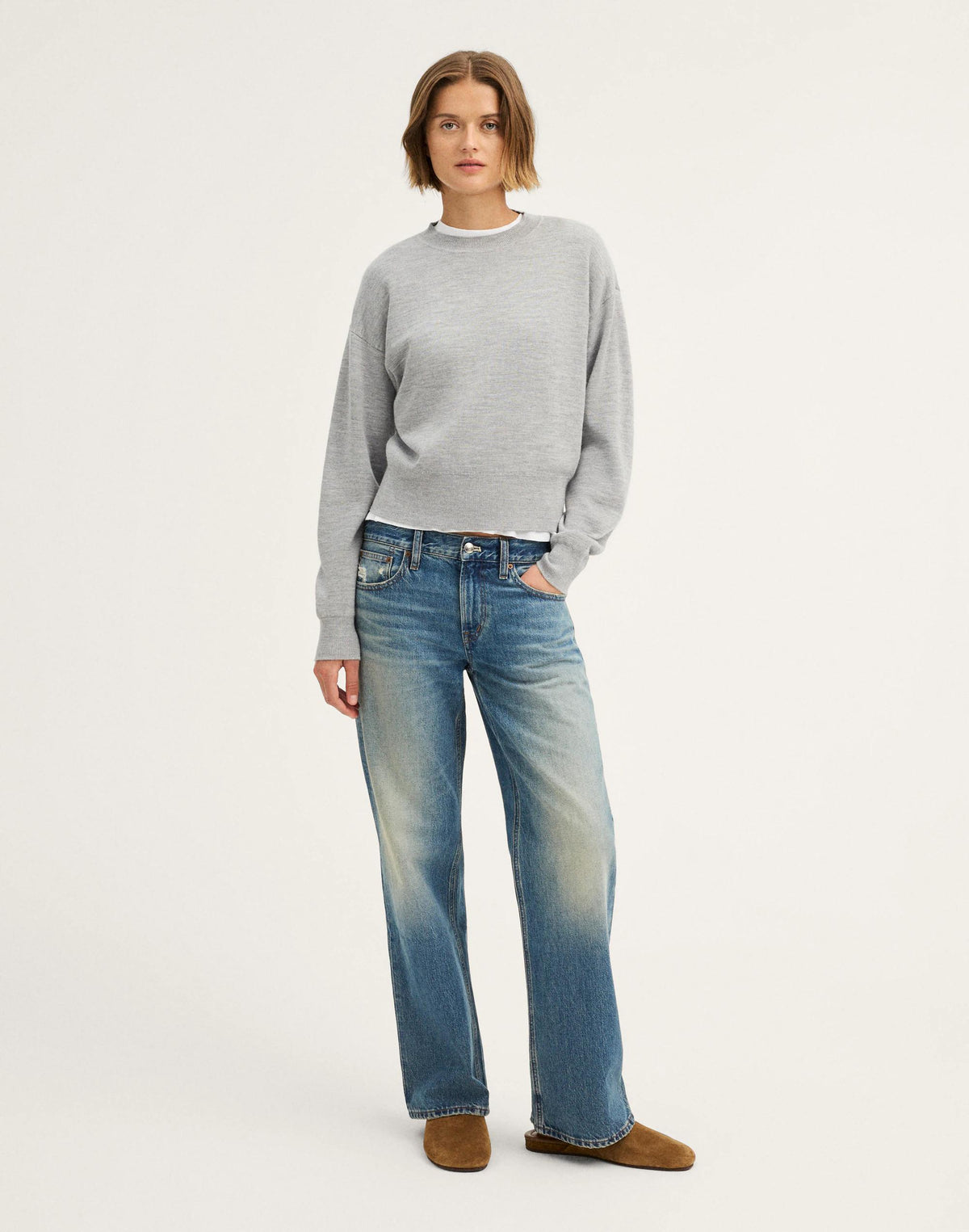 Relaxed Crewneck Sweater in Merino-Silk Blend